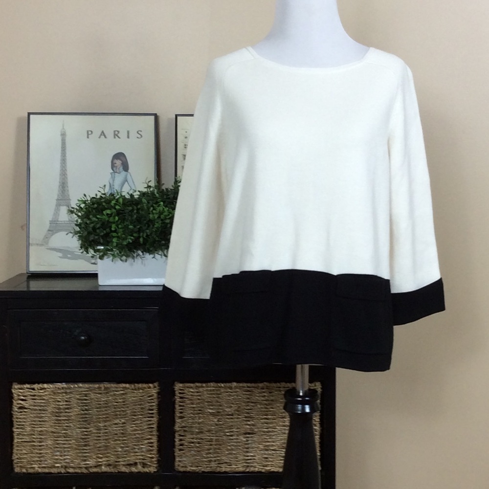 Ann Taylor black and white sweater